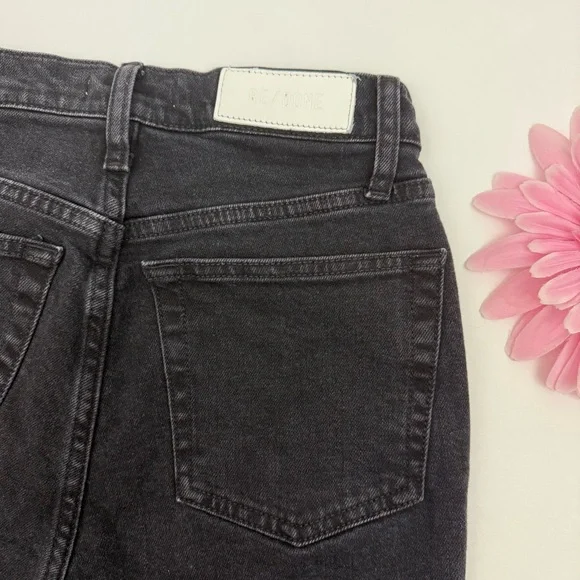 Re/Done Originals High Rise Ankle Crop Jeans: Faded Black Wash